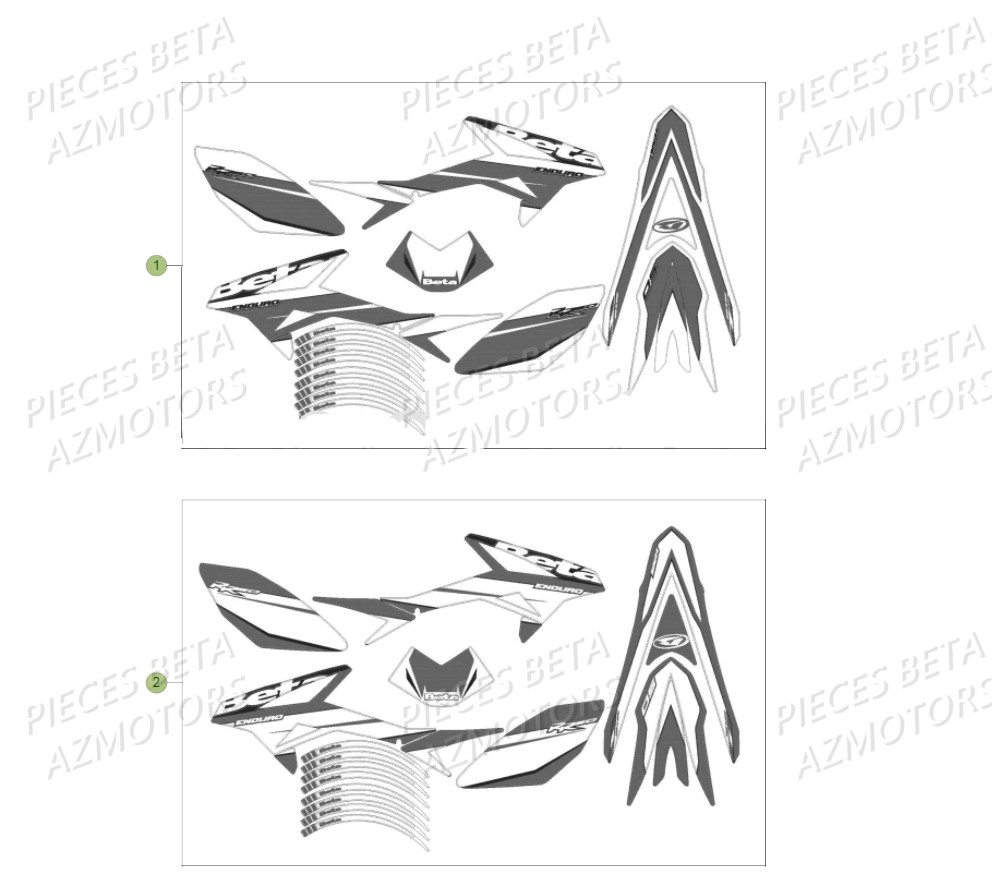 Kit Autocollants AZMOTORS PiÃ¨ces Beta RR 50 SPORT - 2018