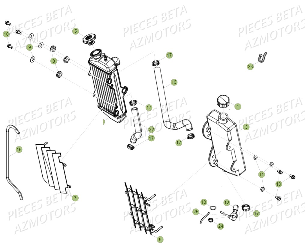 Radiateur AZMOTORS PiÃ¨ces Beta RR 50 SPORT - 2018