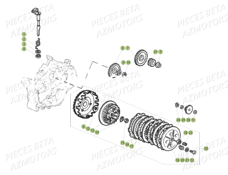 Transmission Principale Embrayage AZMOTORS PiÃ¨ces Beta RR 50 SPORT - 2018