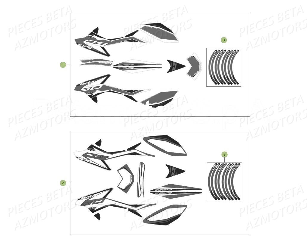 Autocollants AZMOTORS PiÃ¨ces Beta RR 50 SPORT - 2019
