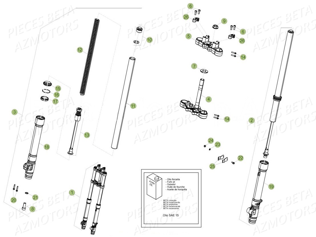 Fourche AZMOTORS PiÃ¨ces Beta RR 50 SPORT - 2019