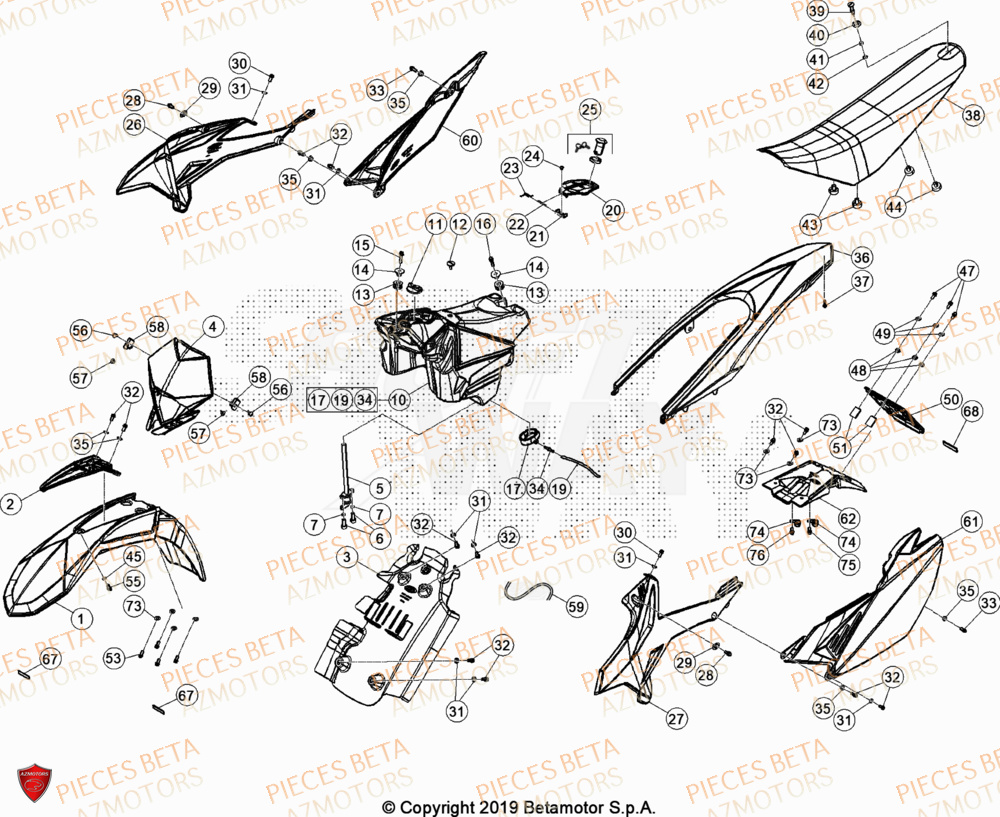 Carenages AZMOTORS PiÃ¨ces Beta RR 50 SPORT - 2020