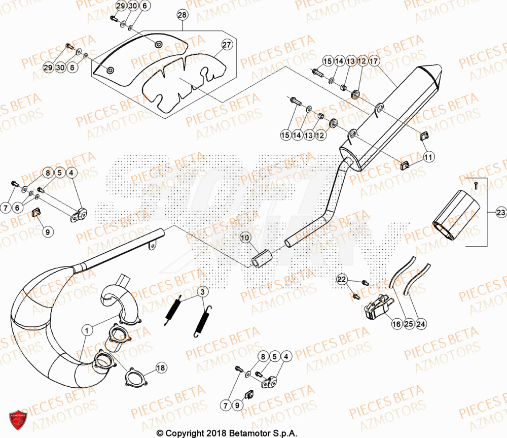 Echappement AZMOTORS PiÃ¨ces Beta RR 50 SPORT - 2020