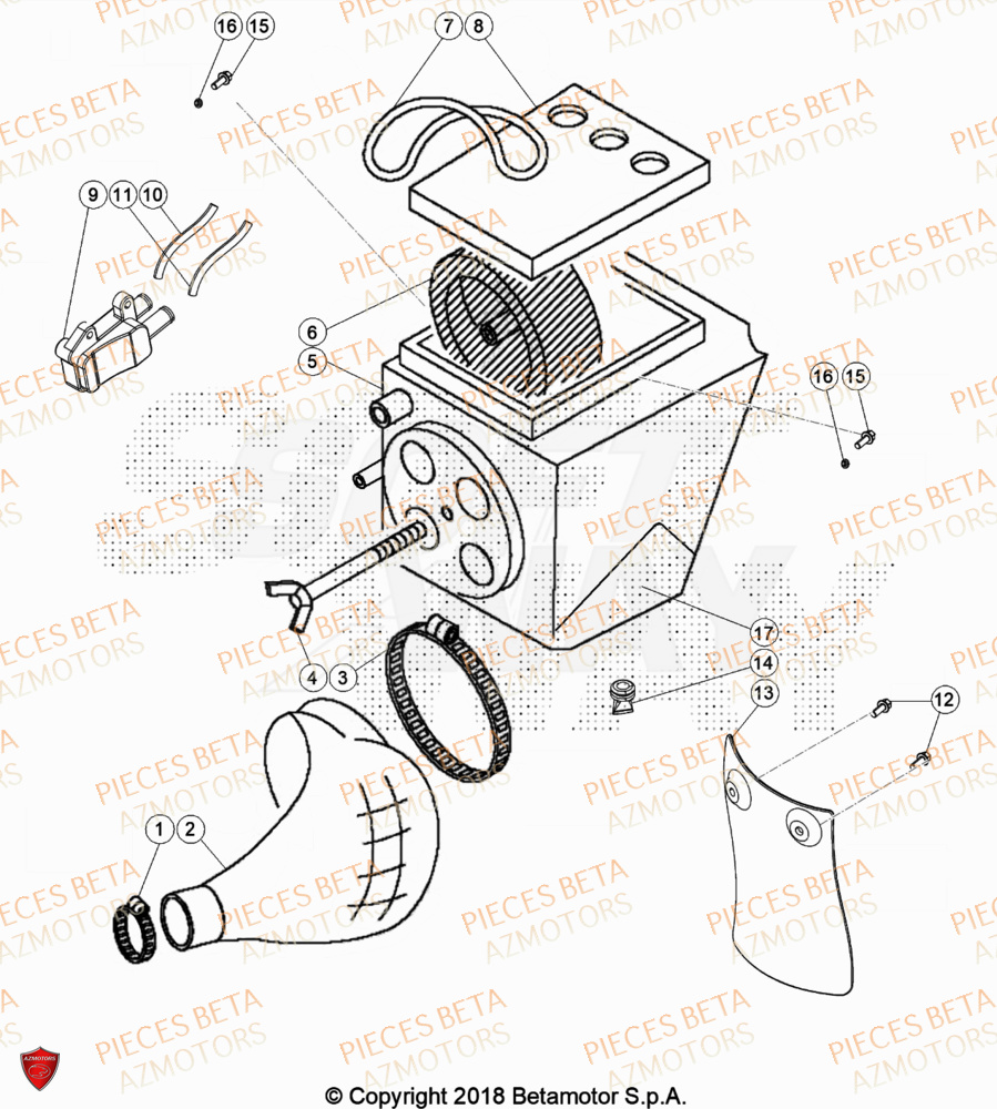 Filtre A Air AZMOTORS PiÃ¨ces Beta RR 50 SPORT - 2020