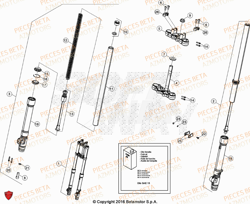Fourche AZMOTORS PiÃ¨ces Beta RR 50 SPORT - 2020