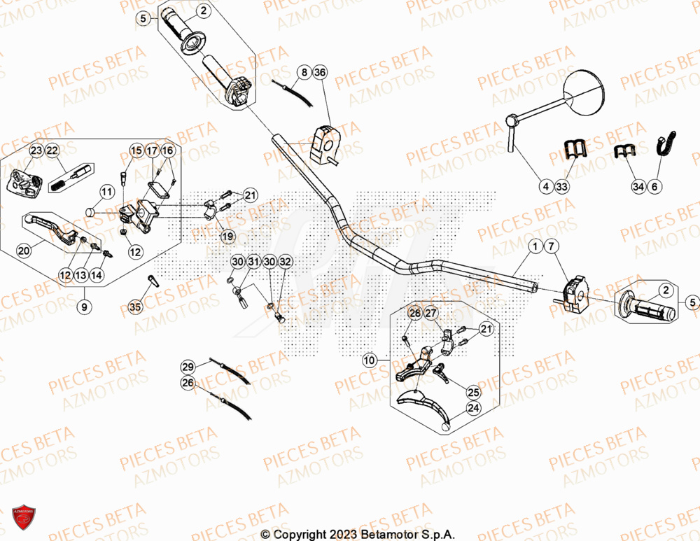 Guidon AZMOTORS PiÃ¨ces Beta RR 50 SPORT - 2020
