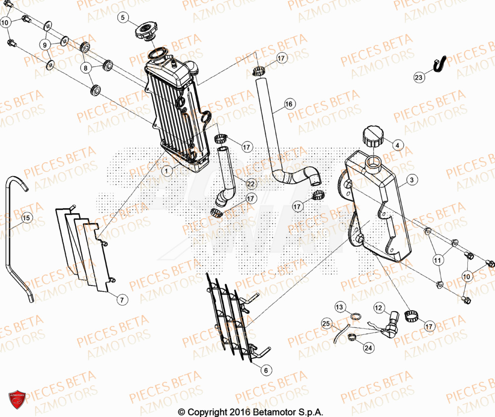 Radiateur AZMOTORS PiÃ¨ces Beta RR 50 SPORT - 2020