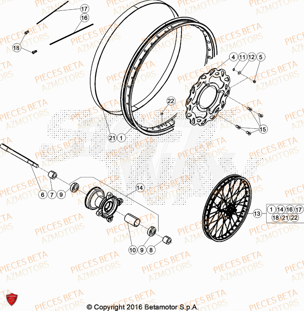 Roue Avant AZMOTORS PiÃ¨ces Beta RR 50 SPORT - 2020