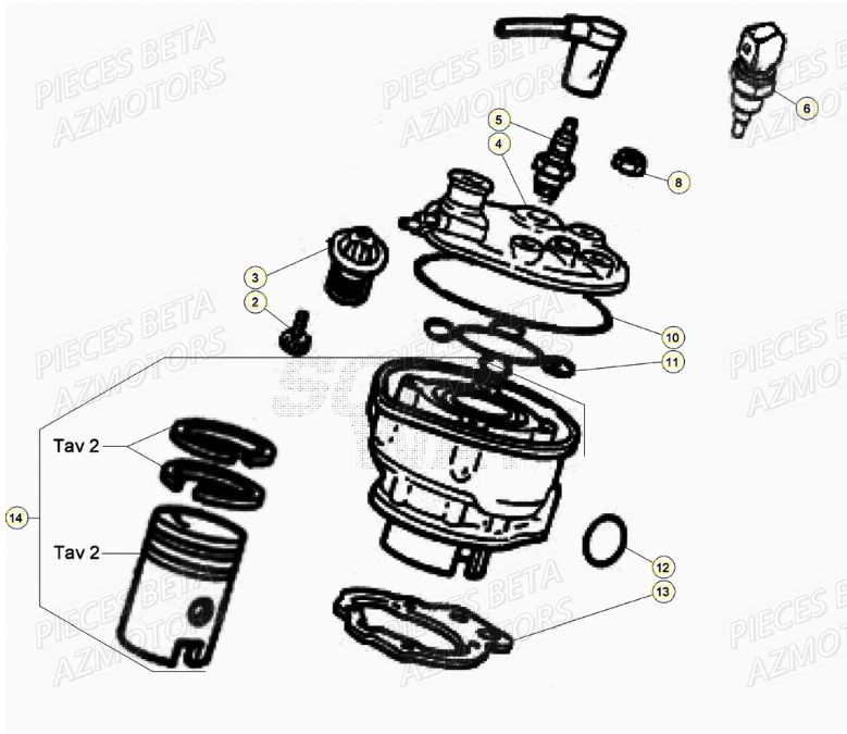 Cylindre AZMOTORS PiÃ¨ces Beta RR 50 SPORT - 2021-2022