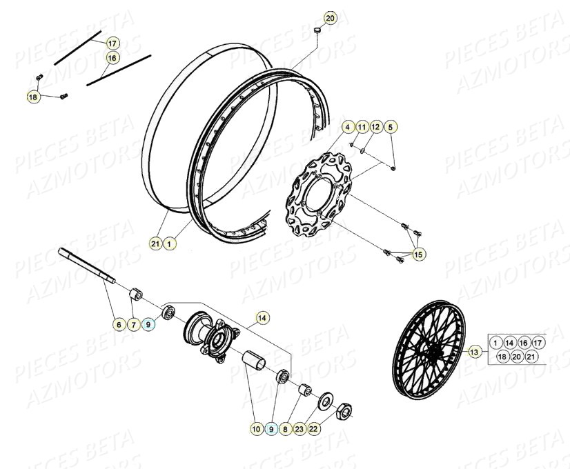Roue Avant AZMOTORS PiÃ¨ces Beta RR 50 STANDARD - 2020