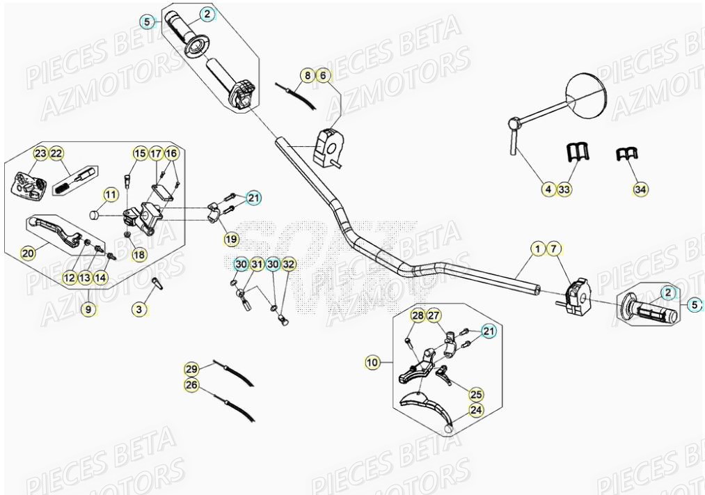 Guidon AZMOTORS PiÃ¨ces Beta RR 50 STANDARD - 2021-2022