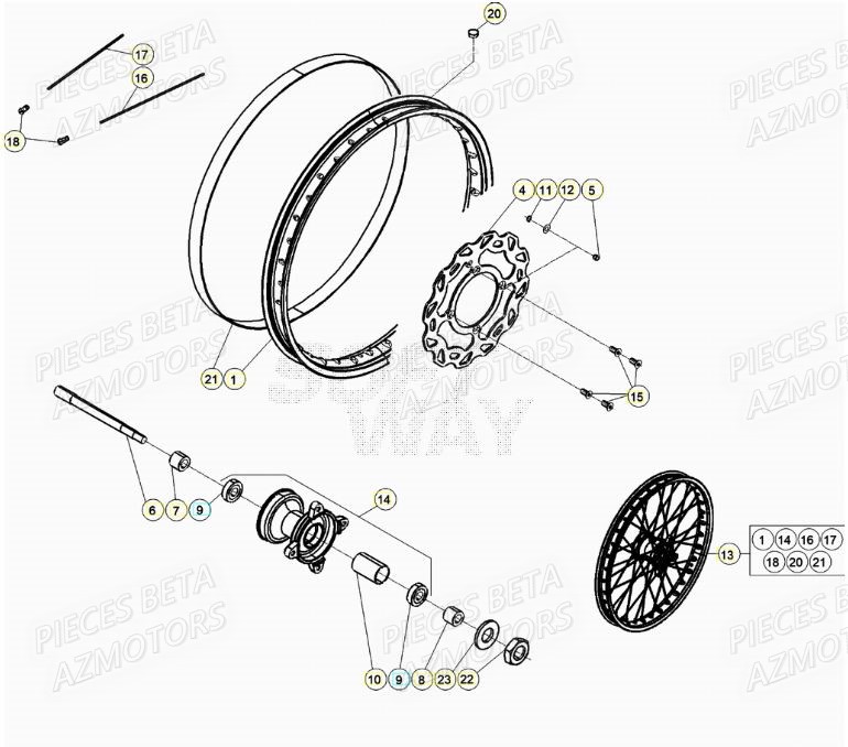 Roue Avant AZMOTORS PiÃ¨ces Beta RR 50 STANDARD - 2021-2022