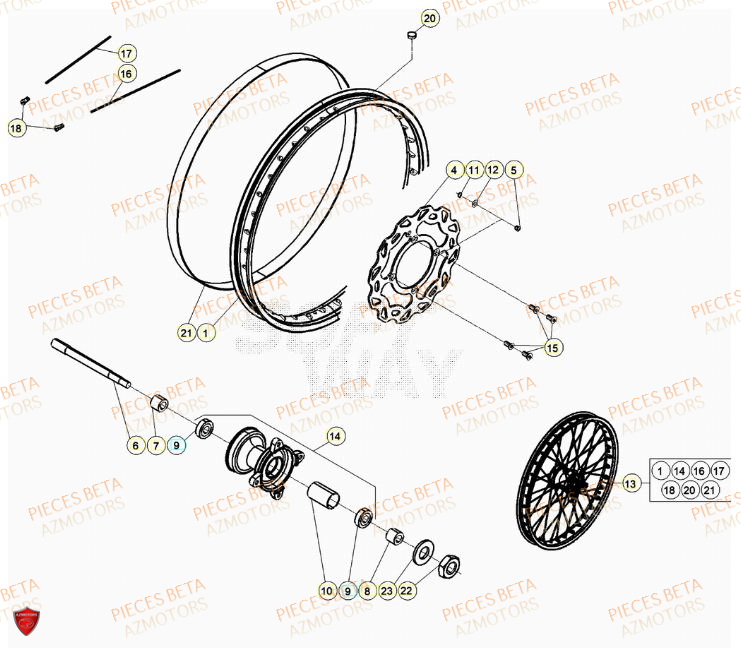 Roue Avant AZMOTORS PiÃ¨ces Beta RR 50 STANDARD - 2023-2024