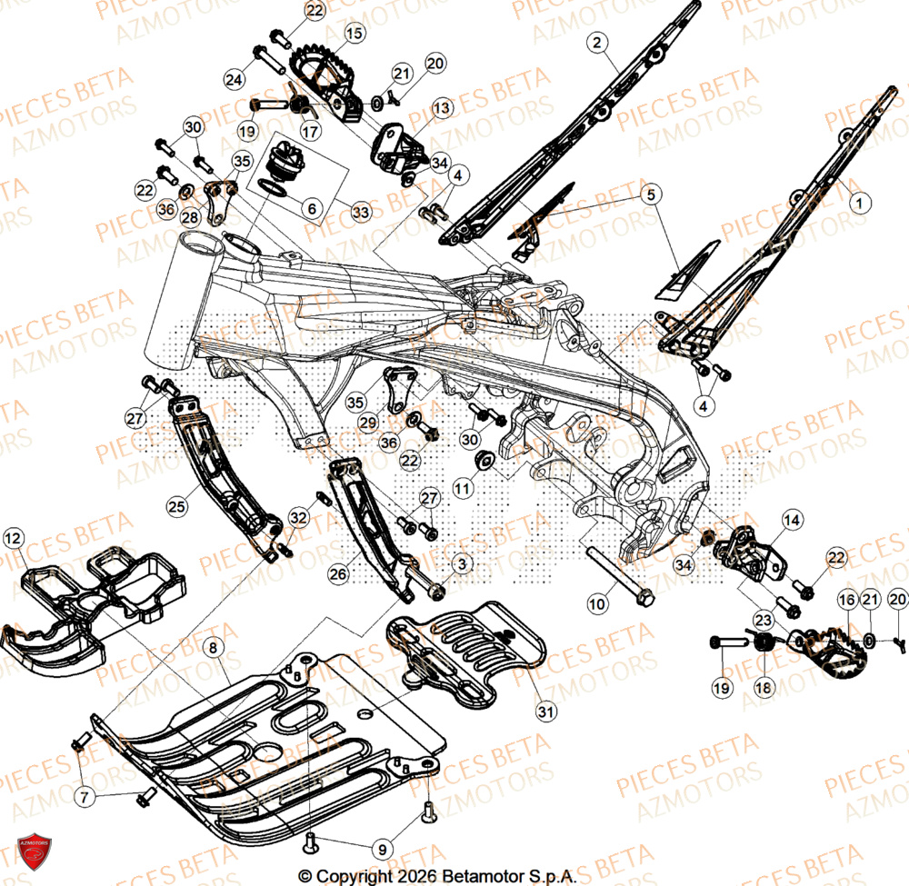 Accessoires Du Chassis AZMOTORS PiÃ¨ces BETA SINCRO 125 2T - 2026