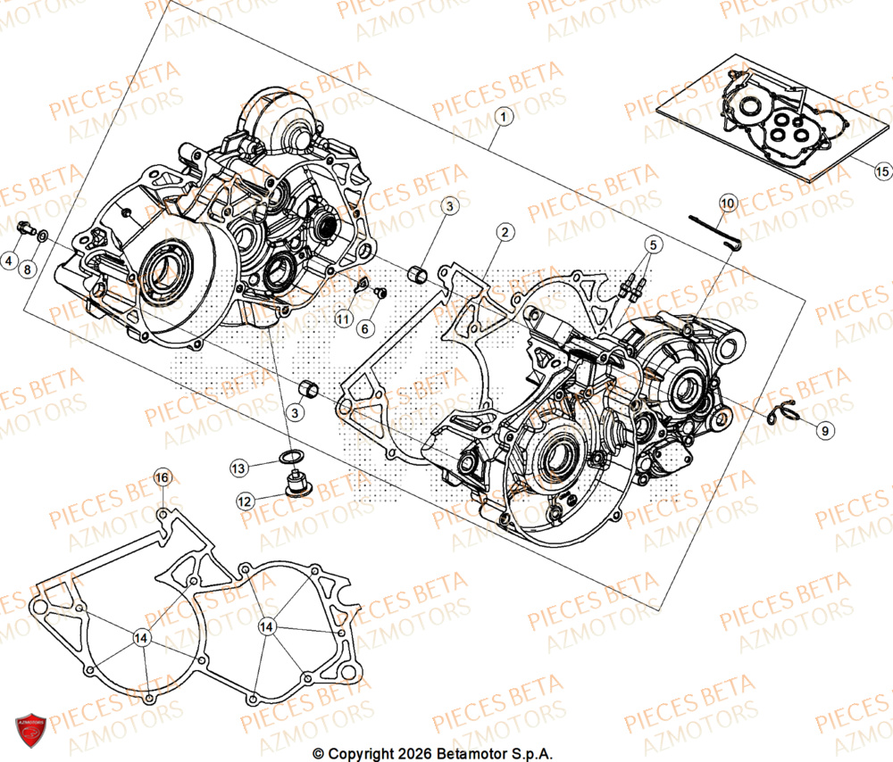 Carter Moteur AZMOTORS PiÃ¨ces BETA SINCRO 125 2T - 2026