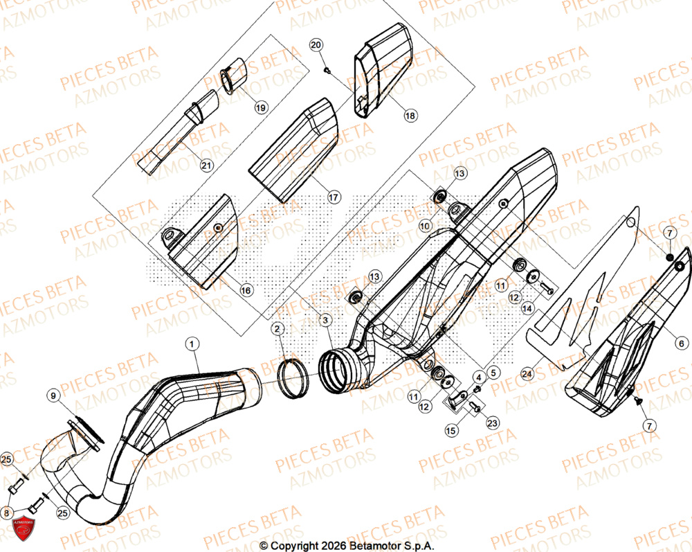 Echappement AZMOTORS PiÃ¨ces BETA SINCRO 125 2T - 2026
