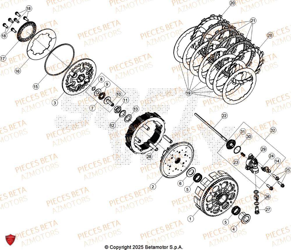 Embrayage AZMOTORS PiÃ¨ces BETA SINCRO 125 2T - 2026
