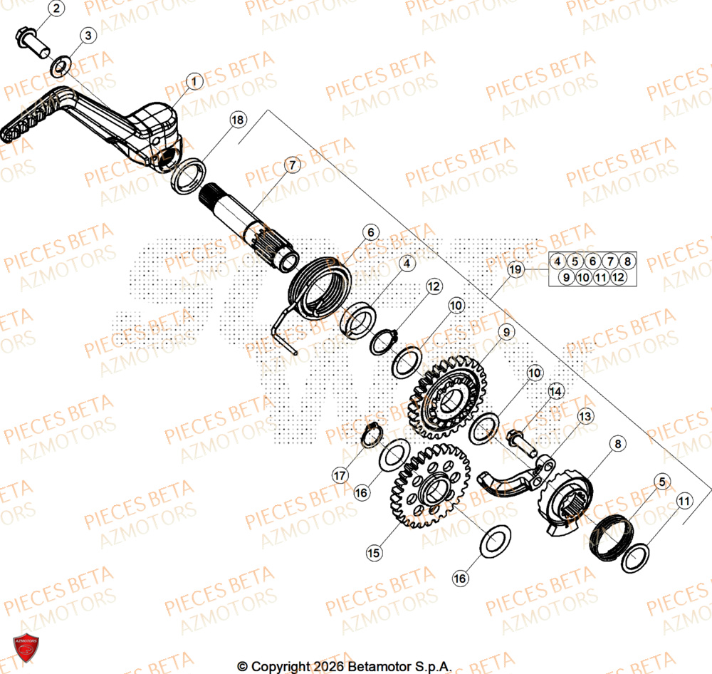 Kick Starter AZMOTORS PiÃ¨ces BETA SINCRO 125 2T - 2026