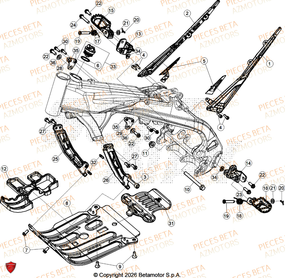 Accessoires Du Chassis AZMOTORS PiÃ¨ces BETA SINCRO 200 2T - 2026