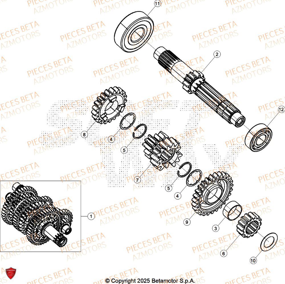 Arbre Primaire AZMOTORS PiÃ¨ces BETA SINCRO 200 2T - 2026