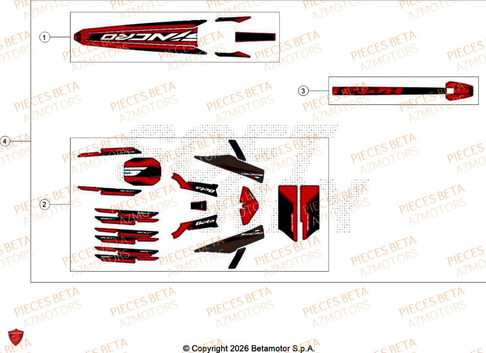 Decors AZMOTORS PiÃ¨ces BETA SINCRO 200 2T - 2026