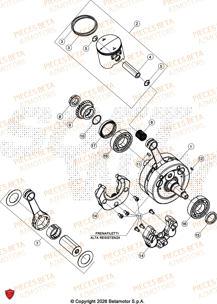 Vilebrequin AZMOTORS PiÃ¨ces BETA SINCRO 200 2T - 2026