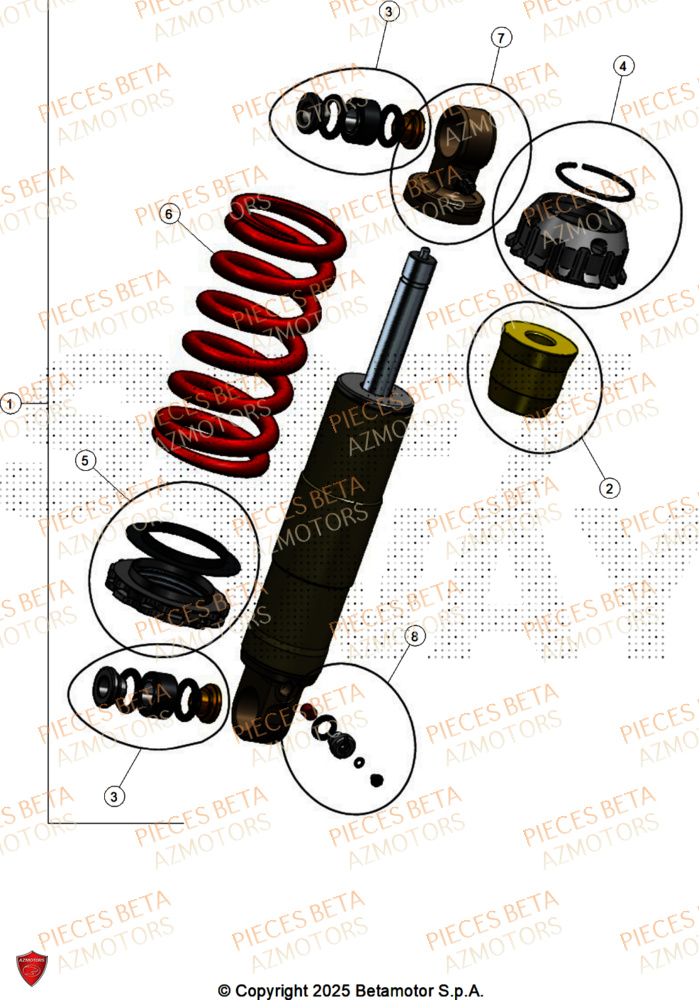 Amortisseur AZMOTORS PiÃ¨ces BETA SINCRO 250 2T - 2026