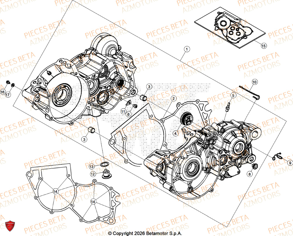 Carter Moteur AZMOTORS PiÃ¨ces BETA SINCRO 250 2T - 2026