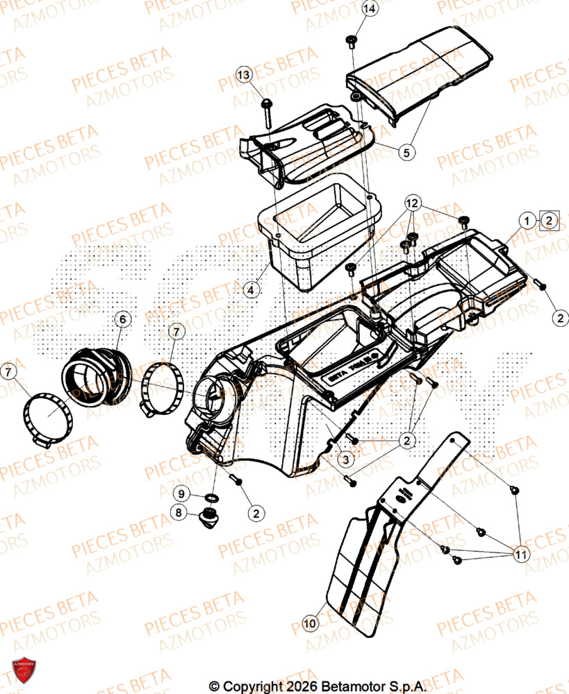 Filtre A Air AZMOTORS PiÃ¨ces BETA SINCRO 250 2T - 2026