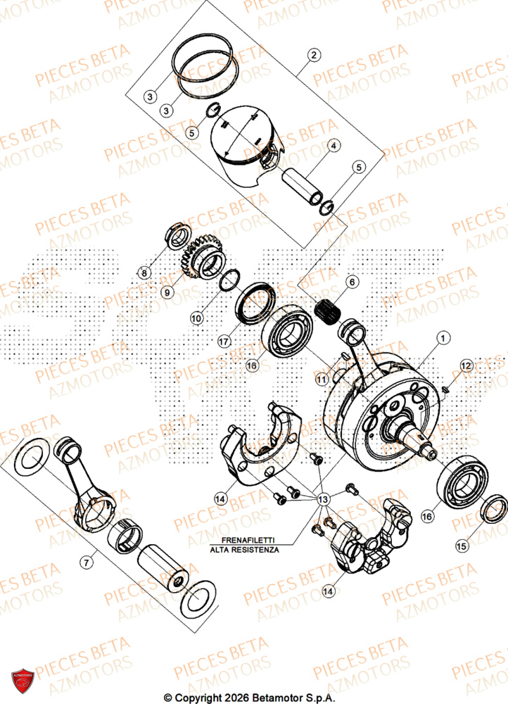 Vilebrequin AZMOTORS PiÃ¨ces BETA SINCRO 250 2T - 2026