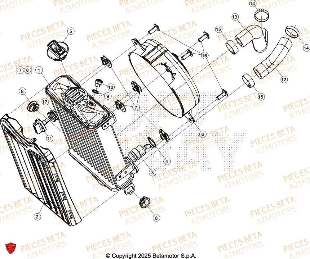Radiateur AZMOTORS PiÃ¨ces BETA SINCRO 300 2T - 2026