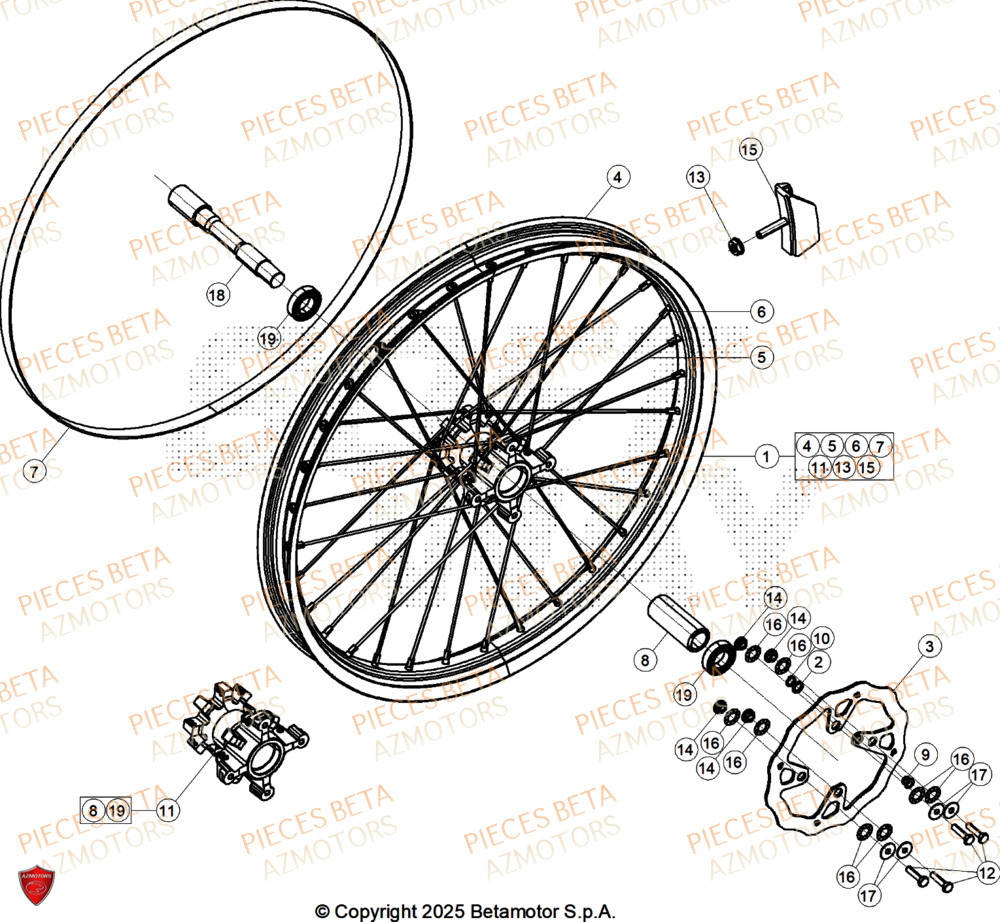 Roue Avant AZMOTORS PiÃ¨ces BETA SINCRO 300 2T - 2026