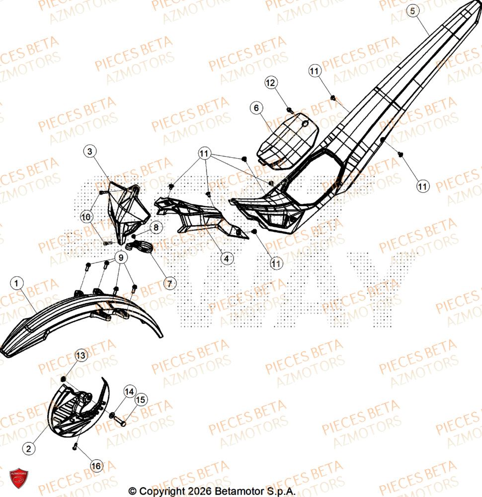 Carenages AZMOTORS Pieces BETA TRIAL SINCRO 300 2T SS - (2026)