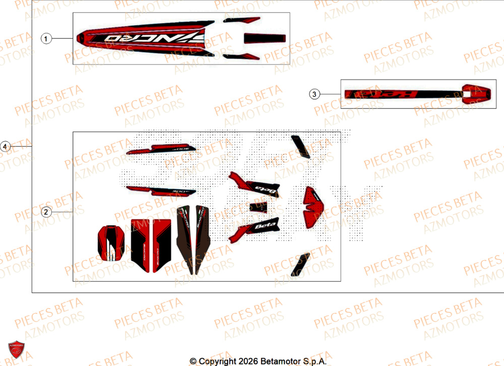 Decors AZMOTORS Pieces BETA TRIAL SINCRO 300 2T SS - (2026)
