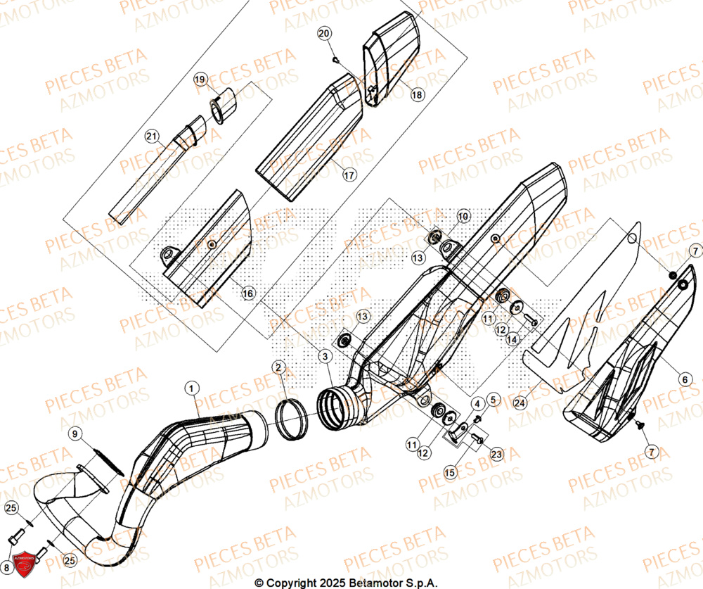 Echappement AZMOTORS Pieces BETA TRIAL SINCRO 300 2T SS - (2026)