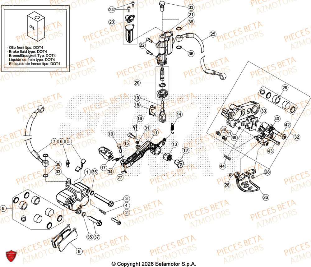 Freins AZMOTORS Pieces BETA TRIAL SINCRO 300 2T SS - (2026)