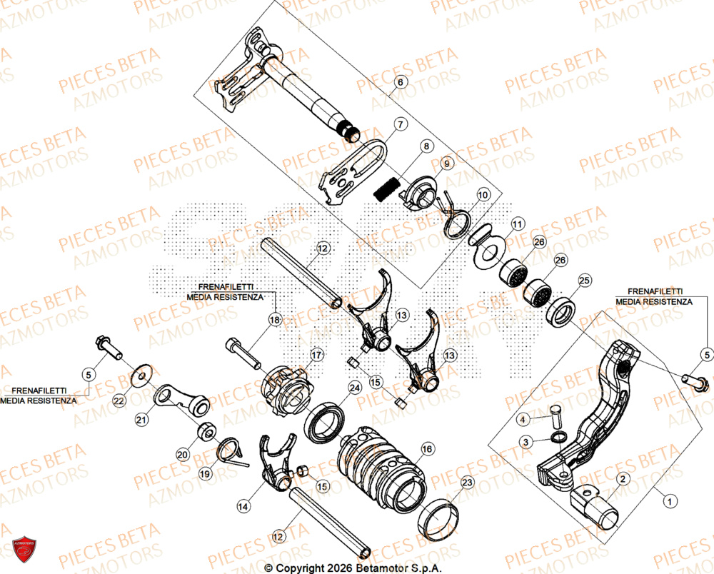 Selecteur De Vitesses AZMOTORS Pieces BETA TRIAL SINCRO 300 2T SS - (2026)