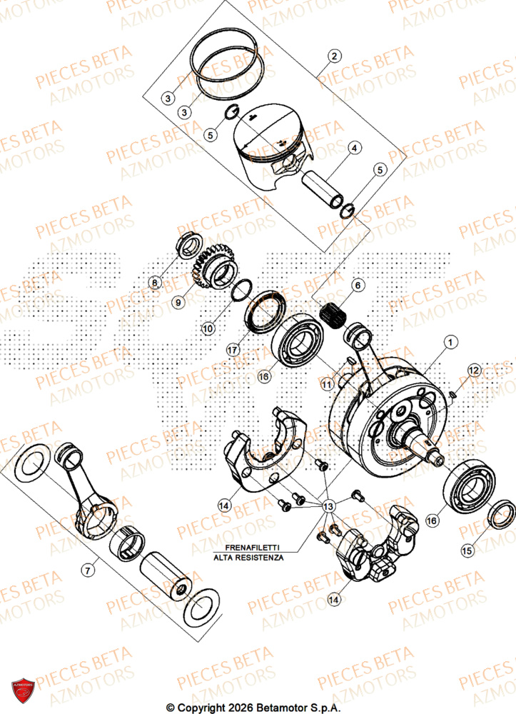 Vilebrequin AZMOTORS Pieces BETA TRIAL SINCRO 300 2T SS - (2026)