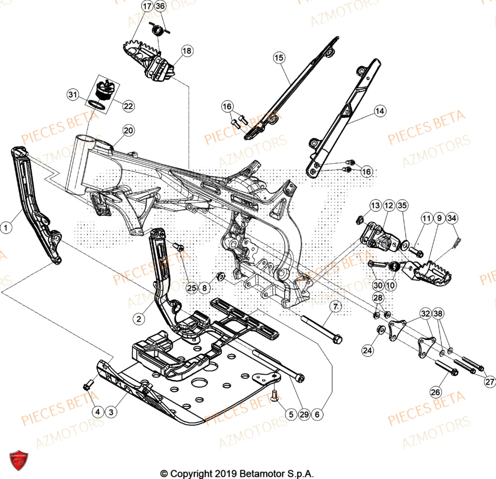 Accessoires Du Chassis AZMOTORS Pieces BETA TRIAL EVO 300 4T - (2025)