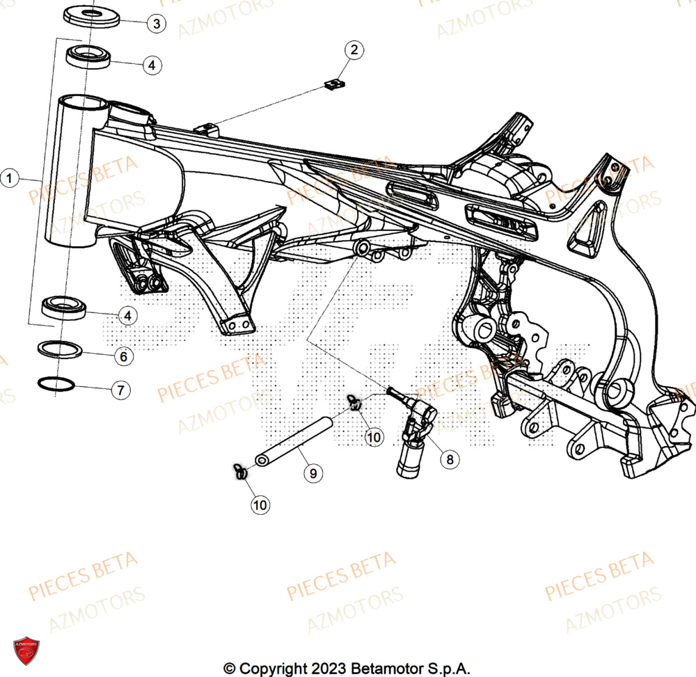 Chassis AZMOTORS Pieces BETA TRIAL EVO 300 4T - (2025)
