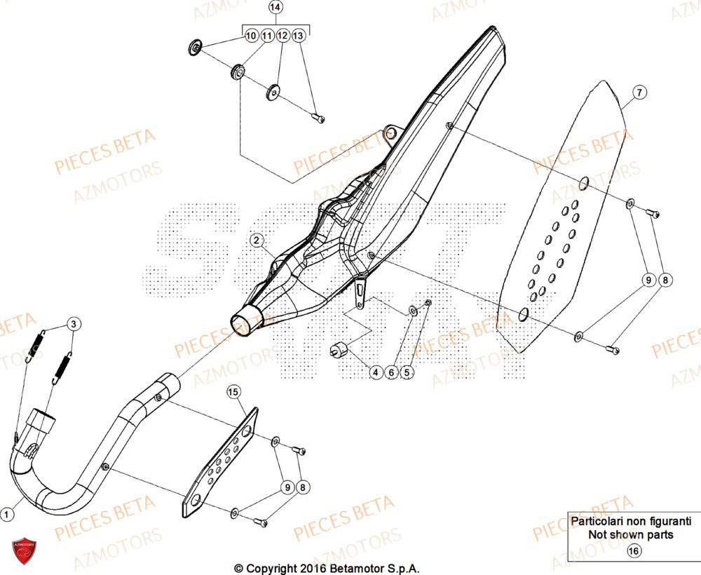 Echappement AZMOTORS Pieces BETA TRIAL EVO 300 4T - (2025)