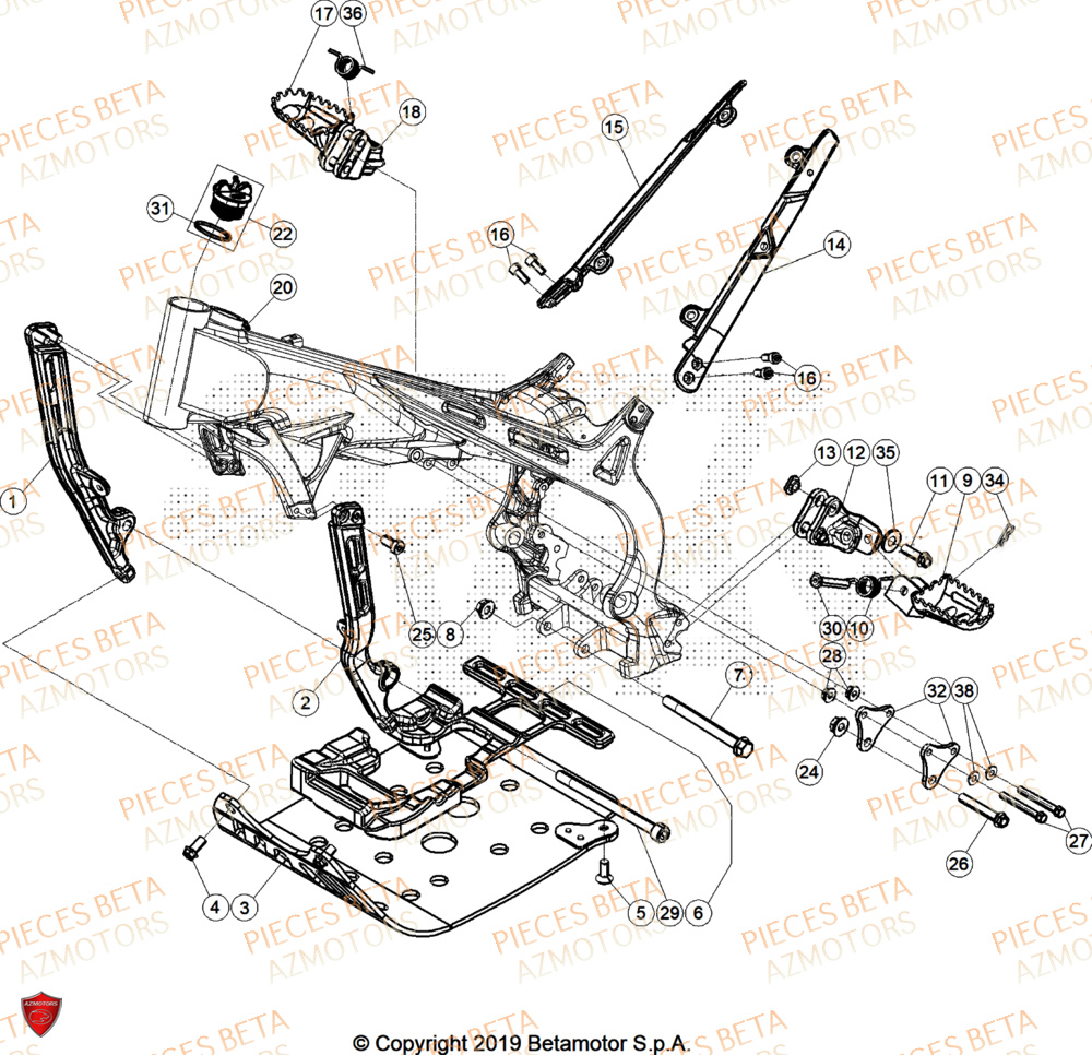 Accessoires Du Chassis AZMOTORS Pieces BETA TRIAL EVO 300 4T - (2026)