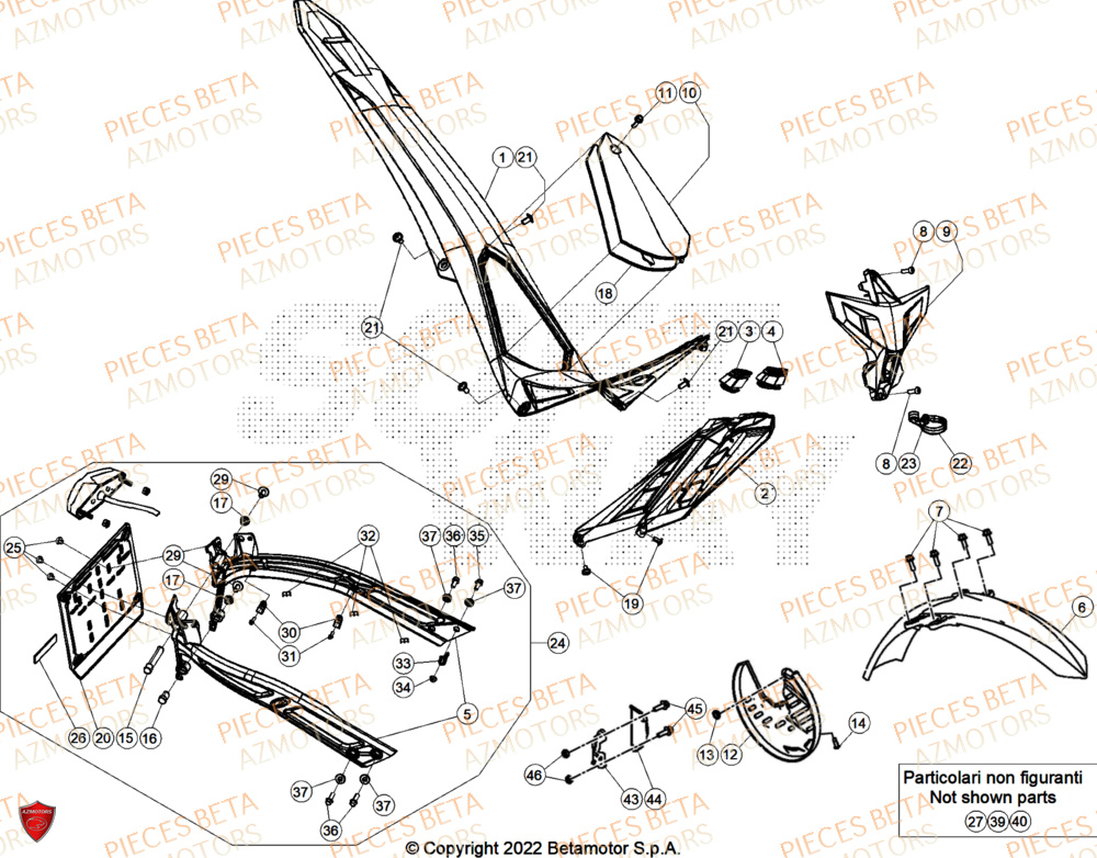 Carenages AZMOTORS Pieces BETA TRIAL EVO 300 4T - (2026)