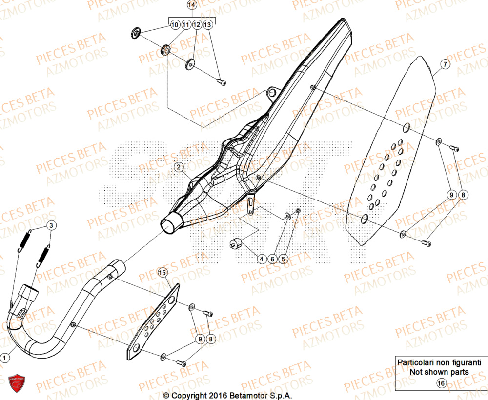 Echappement AZMOTORS Pieces BETA TRIAL EVO 300 4T - (2026)