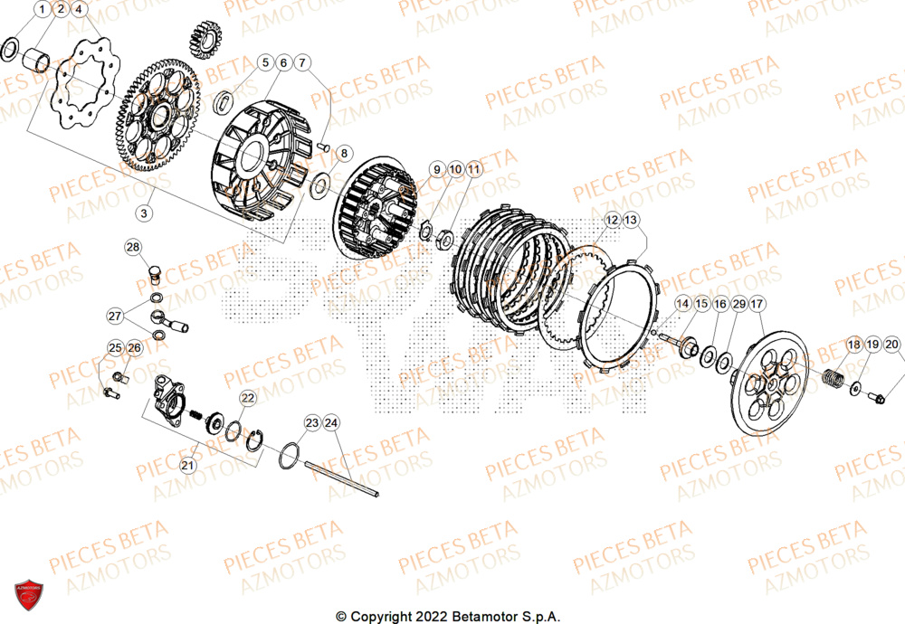 Embrayage AZMOTORS Pieces BETA TRIAL EVO 300 4T - (2026)