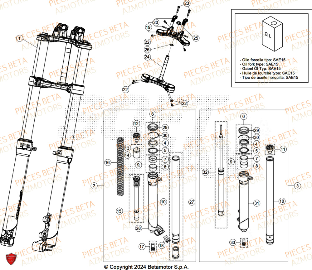 Fourche AZMOTORS Pieces BETA TRIAL EVO 300 4T - (2026)