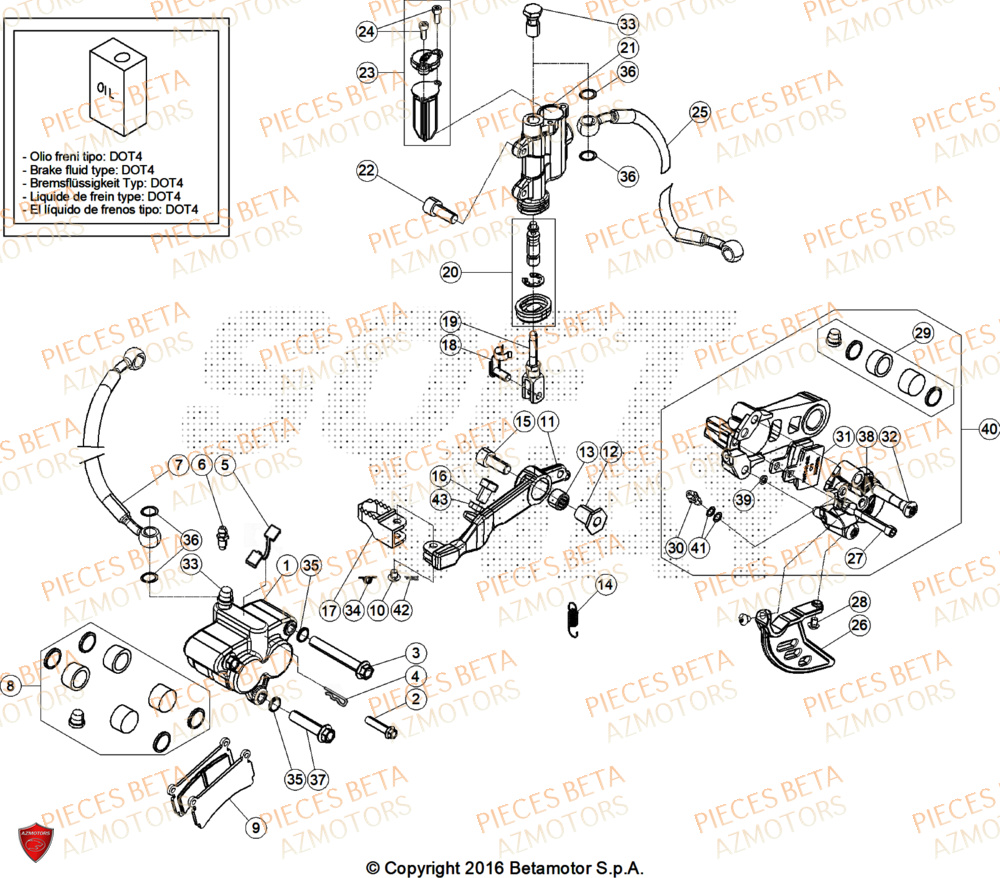 Freins AZMOTORS Pieces BETA TRIAL EVO 300 4T - (2026)