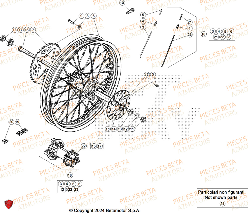 Roue Arriere AZMOTORS Pieces BETA TRIAL EVO 300 4T - (2026)