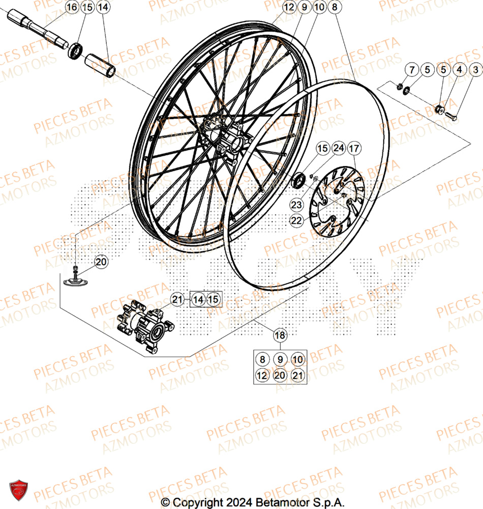 Roue Avant AZMOTORS Pieces BETA TRIAL EVO 300 4T - (2026)