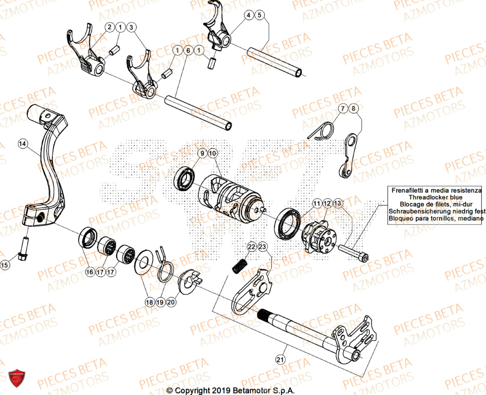 Selecteur De Vitesses AZMOTORS Pieces BETA TRIAL EVO 300 4T - (2026)